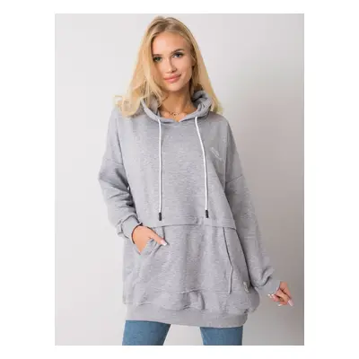 Grey melange women's kangaroo sweatshirt