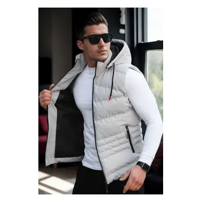 17736 Dewberry Removable Hooded Mens Vest-STONE