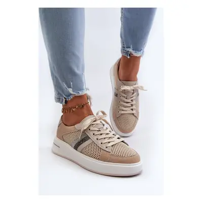 Women's leather sneakers D&A beige