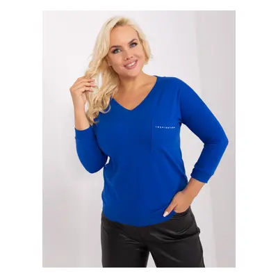 Cobalt blue plus size blouse with pocket