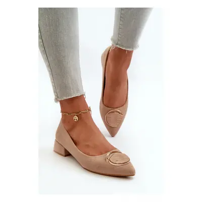 Low-heeled pumps made of eco-friendly suede S.Barski Beige