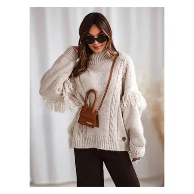 Beige turtleneck with tassels Cocomore