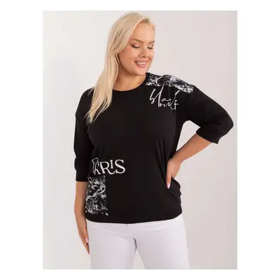 Black blouse plus size with 3/4 sleeves