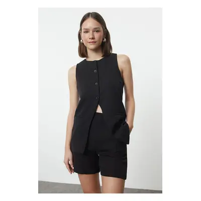 Trendyol Black Crew Neck Vest Shorts Woven Bottom-Top Set