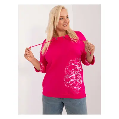 Fuchsia cotton blouse in a larger size with a print