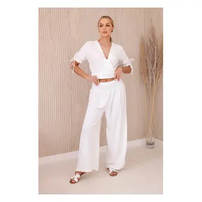 Women's set blouse + trousers - white