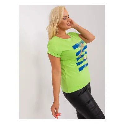 Light green blouse plus size with short sleeves