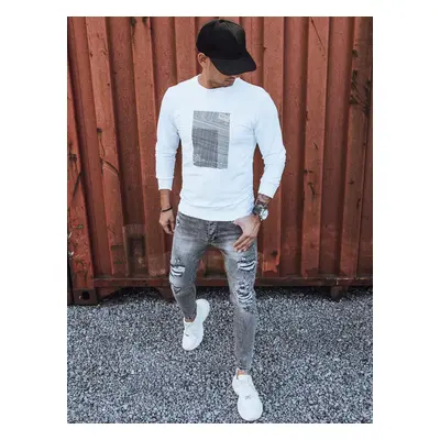 White men's sweatshirt with Dstreet print