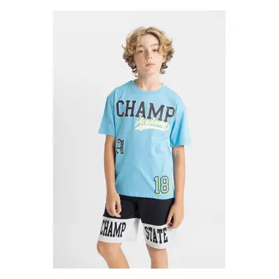 DEFACTO Boy's Oversize Fit Crew Neck Printed Short Sleeve T-Shirt