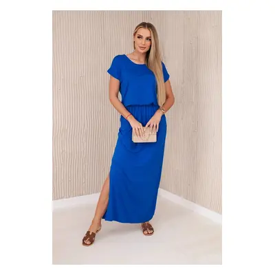 Women's viscose dress with pockets - cornflower blue