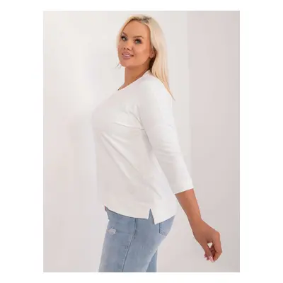 Ecru plain cotton blouse plus size