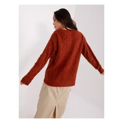 Dark orange women's sweater with pockets