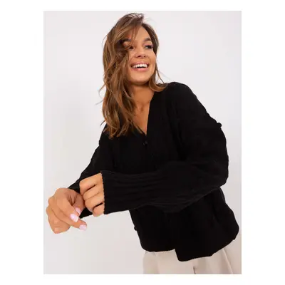 Black women's cardigan with wool