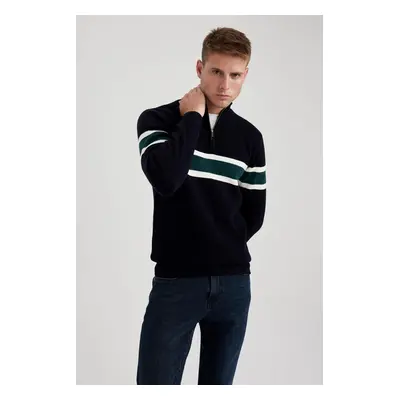 DEFACTO Standard Fit Stand Collar Zippered Sweater