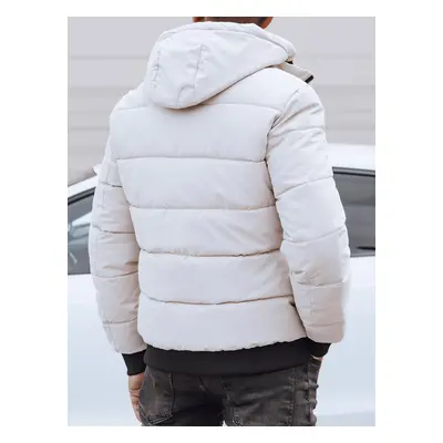 Men's winter quilted jacket with hood white Dstreet