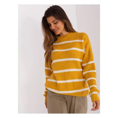 Dark yellow oversize sweater with a round neckline