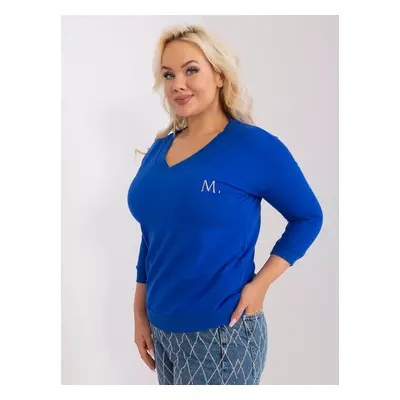 Cobalt blue plus size neckline blouse