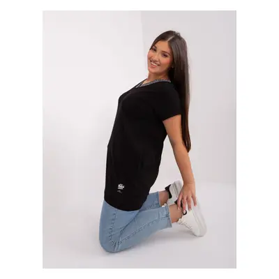 Black oversized blouse with short sleeves