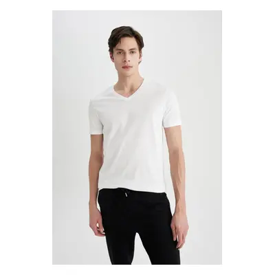 DEFACTO Slim Fit V-Neck Basic Short Sleeve T-Shirt