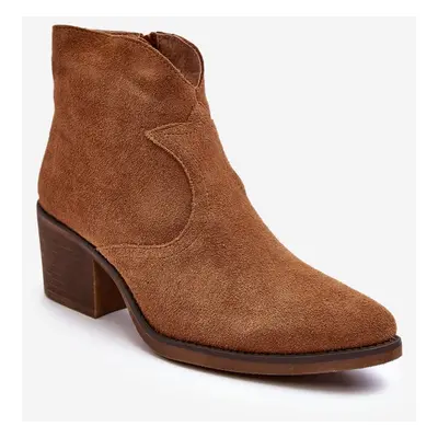 Suede Cowboy Boots with D&A Camel Zipper