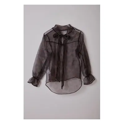 Trendyol Limited Edition Brown Leopard Patterned Transparent Woven Blouse