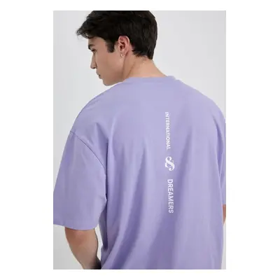 DEFACTO Oversize Fit Crew Neck Back Printed Short Sleeve T-Shirt