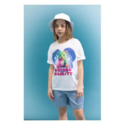 DEFACTO Girls Oversize Fit Crew Neck 3D Printed Short Sleeve T-Shirt