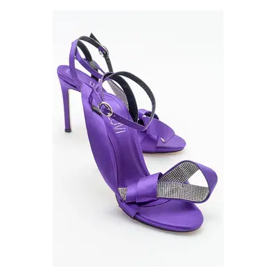 LuviShoes Pares Women's Purple Satin Heeled Shoes