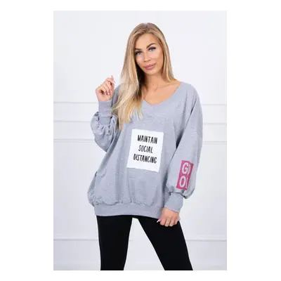 Oversized V-neck sweatshirt in grey