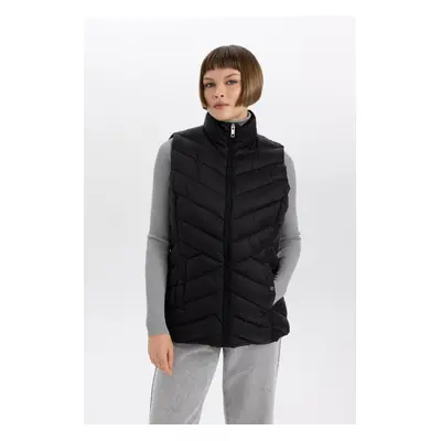 DEFACTO Water Repellent Puffer Vest Stand Collar Quilted Zippered Pocket Seasonal