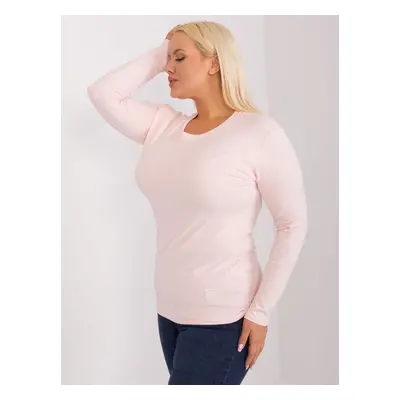 Light pink fitted plus size blouse