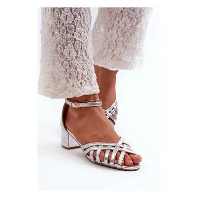 Women's sandals made of eco-leather on a low heel Silver Monsha