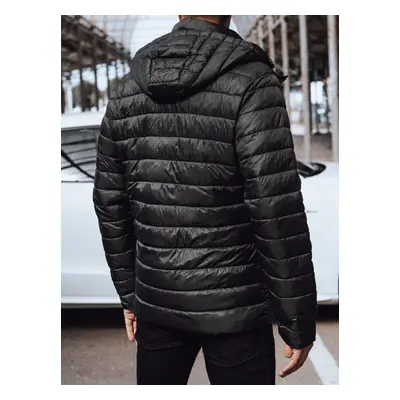 Men's quilted jacket with hood black Dstreet