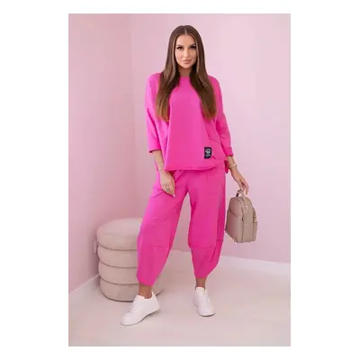 Set of cotton sweatshirt pants in pink