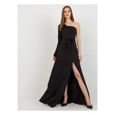 Black flared evening dress