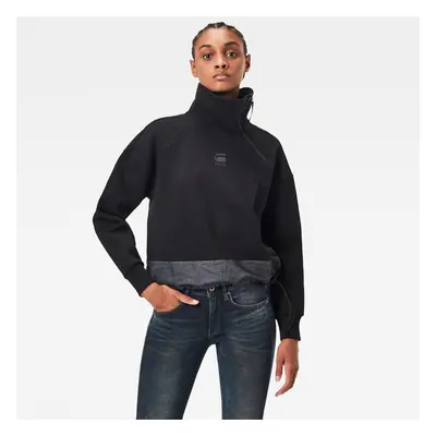 G-STAR Sweatshirt - Fabric mix high collar zip os sw wm black