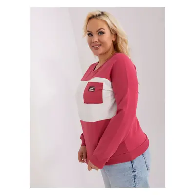 Dark coral and ecru top plus size long sleeve