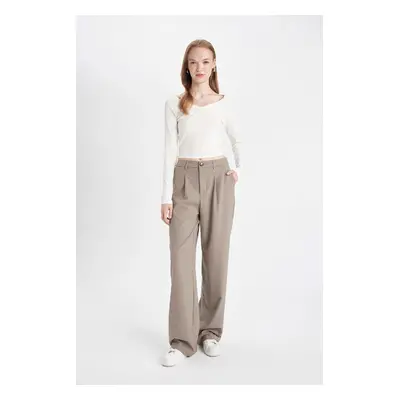 DEFACTO Wide Leg Double Pocket High Waist Standard Length Trousers