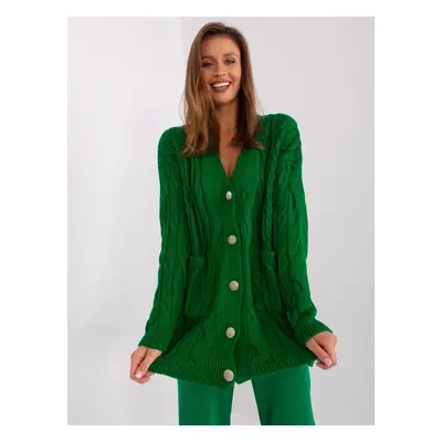 Green cardigan with cables