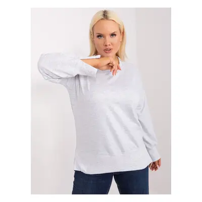 Light grey melange sweatshirt plus size with slits