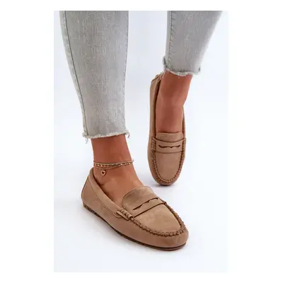 Classic Women's Suede Loafers Dark Beige Glimris