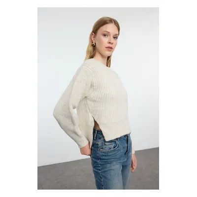 Trendyol Stone Crop Basic Balloon Sleeve Knitwear Sweater