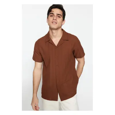 Trendyol Brown Regular Fit Textured Summer Linen Look