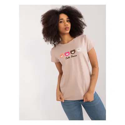 Beige T-shirt with BASIC FEEL GOOD patches