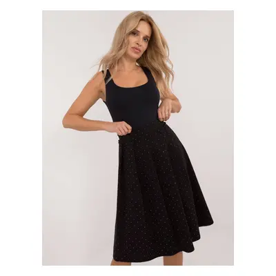 Black pleated midi skirt