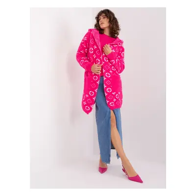 Fuchsia women's cardigan with patterns