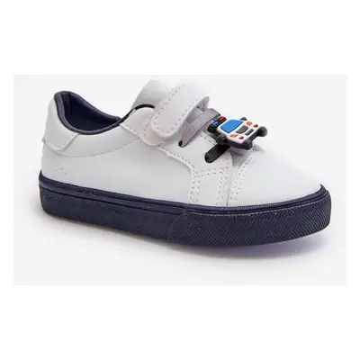 Children's sneakers Sneakers with a pin, white and navy blue Pennyn