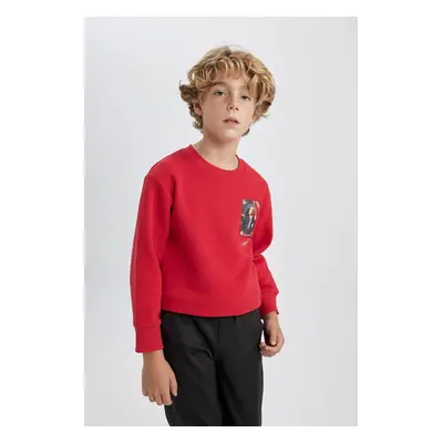 DEFACTO Boy Red Hooded Atatürk Printed Sweatshirt