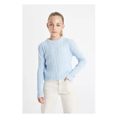 DEFACTO Girl's Standard Fit Crew Neck Sweater