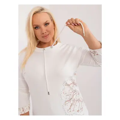 Ecru Casual Plus Size Blouse With Print